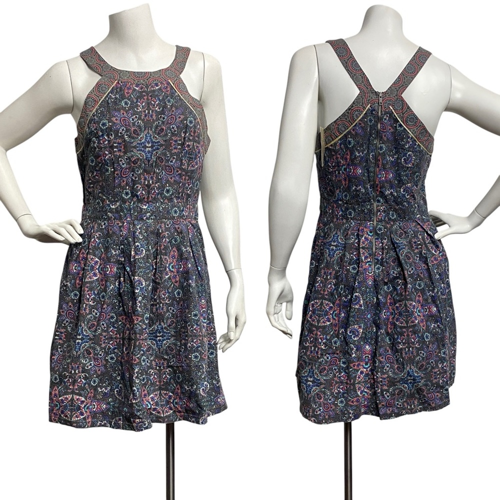 NWT American Eagle Women's Dress Sz 6 Sleeveless Gray Pink Paisley Summer Casual